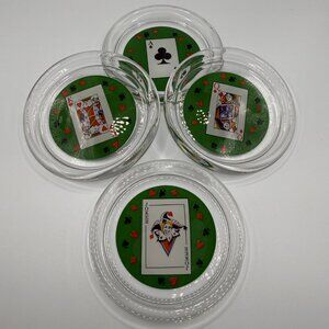 Vintage Luminarc Playing Card Glass Coaster Set of Four